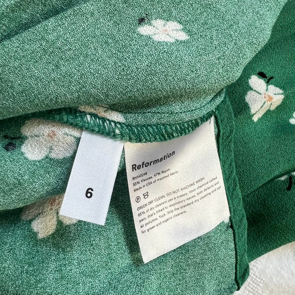 Reformation Green Floral Dress